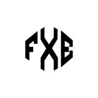 fxe-Buchstaben-Logo-Design mit Polygonform. fxe Logo-Design in Polygon- und Würfelform. fxe Sechseck-Vektor-Logo-Vorlage in weißen und schwarzen Farben. fxe-Monogramm, Geschäfts- und Immobilienlogo. vektor