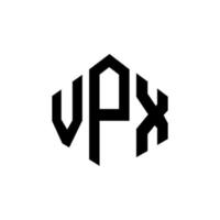 vpx-Brief-Logo-Design mit Polygonform. VPX-Polygon- und Würfelform-Logo-Design. vpx Sechseck-Vektor-Logo-Vorlage in weißen und schwarzen Farben. vpx-Monogramm, Geschäfts- und Immobilienlogo. vektor