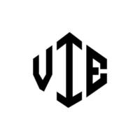 vie Brief-Logo-Design mit Polygonform. vie Polygon- und Würfelform-Logo-Design. vie Sechseck-Vektor-Logo-Vorlage in weißen und schwarzen Farben. vie monogramm, geschäfts- und immobilienlogo. vektor