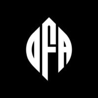 dfa-Kreisbuchstaben-Logo-Design mit Kreis- und Ellipsenform. dfa-Ellipsenbuchstaben mit typografischem Stil. Die drei Initialen bilden ein Kreislogo. dfa-Kreis-Emblem abstrakter Monogramm-Buchstaben-Markenvektor. vektor