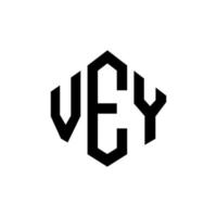 Vey-Buchstaben-Logo-Design mit Polygonform. vey Logo-Design in Polygon- und Würfelform. Vey Sechseck-Vektor-Logo-Vorlage in weißen und schwarzen Farben. Vey Monogramm, Geschäfts- und Immobilienlogo. vektor