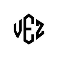 Vez-Brief-Logo-Design mit Polygonform. Vez Logo-Design in Polygon- und Würfelform. Vez Sechseck-Vektor-Logo-Vorlage in weißen und schwarzen Farben. Vez Monogramm, Geschäfts- und Immobilienlogo. vektor