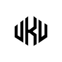 Uku-Brief-Logo-Design mit Polygonform. Uku-Polygon- und Würfelform-Logo-Design. Uku Sechseck-Vektor-Logo-Vorlage in weißen und schwarzen Farben. uku-monogramm, geschäfts- und immobilienlogo. vektor