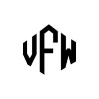 vfw-Brief-Logo-Design mit Polygonform. vfw Polygon- und Würfelform-Logo-Design. vfw Sechseck-Vektor-Logo-Vorlage in weißen und schwarzen Farben. vfw-Monogramm, Geschäfts- und Immobilienlogo. vektor