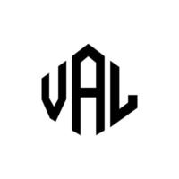 val-Buchstaben-Logo-Design mit Polygonform. Val-Polygon- und Würfelform-Logo-Design. Val Sechseck-Vektor-Logo-Vorlage in weißen und schwarzen Farben. val-monogramm, geschäfts- und immobilienlogo. vektor