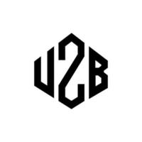 uzb bokstavslogotypdesign med polygonform. uzb polygon och kubform logotypdesign. uzb hexagon vektor logotyp mall vita och svarta färger. uzb monogram, affärs- och fastighetslogotyp.