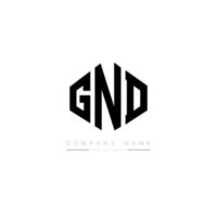 gnd-Buchstaben-Logo-Design mit Polygonform. gnd Polygon- und Würfelform-Logo-Design. gnd Sechseck-Vektor-Logo-Vorlage in weißen und schwarzen Farben. gnd-monogramm, geschäfts- und immobilienlogo. vektor