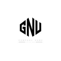 Gnu-Brief-Logo-Design mit Polygonform. gnu-polygon- und würfelform-logo-design. gnu Hexagon-Vektor-Logo-Vorlage in weißen und schwarzen Farben. gnu-monogramm, geschäfts- und immobilienlogo. vektor