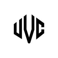 UVC-Brief-Logo-Design mit Polygonform. UVC-Polygon- und Würfelform-Logo-Design. UVC-Sechseck-Vektor-Logo-Vorlage in weißen und schwarzen Farben. uvc-monogramm, geschäfts- und immobilienlogo. vektor