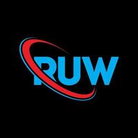 Ruw-Logo. ru Brief. ruw-Buchstaben-Logo-Design. Initialen ruw-Logo verbunden mit Kreis und Monogramm-Logo in Großbuchstaben. ruw typografie für technologie-, geschäfts- und immobilienmarke. vektor