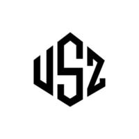 usz-Buchstaben-Logo-Design mit Polygonform. usz Logo-Design in Polygon- und Würfelform. Usz Sechseck-Vektor-Logo-Vorlage in weißen und schwarzen Farben. usz-monogramm, geschäfts- und immobilienlogo. vektor