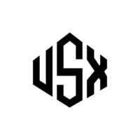 Usx-Brief-Logo-Design mit Polygonform. Usx Polygon- und Würfelform-Logo-Design. Usx Hexagon-Vektor-Logo-Vorlage in weißen und schwarzen Farben. usx-monogramm, geschäfts- und immobilienlogo. vektor