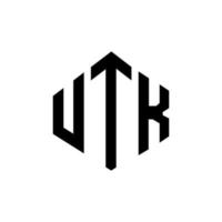 utk-Buchstaben-Logo-Design mit Polygonform. utk Polygon- und Würfelform-Logo-Design. utk Sechseck-Vektor-Logo-Vorlage in weißen und schwarzen Farben. utk-monogramm, geschäfts- und immobilienlogo. vektor