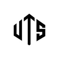 uts bokstavslogotypdesign med polygonform. uts polygon och kubformad logotypdesign. uts hexagon vektor logotyp mall vita och svarta färger. uts monogram, affärs- och fastighetslogotyp.