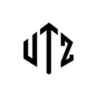 utz-Brief-Logo-Design mit Polygonform. utz-polygon- und würfelform-logo-design. utz Sechseck-Vektor-Logo-Vorlage in weißen und schwarzen Farben. utz-monogramm, geschäfts- und immobilienlogo. vektor