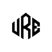 Urbuchstabe-Logo-Design mit Polygonform. ure Polygon- und Würfelform-Logo-Design. ure Sechseck-Vektor-Logo-Vorlage in weißen und schwarzen Farben. ure monogramm, geschäfts- und immobilienlogo. vektor