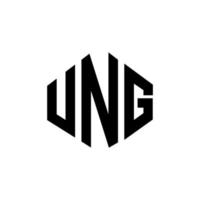 ung-Buchstaben-Logo-Design mit Polygonform. ung-Polygon- und Würfelform-Logo-Design. ung Sechseck-Vektor-Logo-Vorlage in weißen und schwarzen Farben. ung-Monogramm, Geschäfts- und Immobilienlogo. vektor