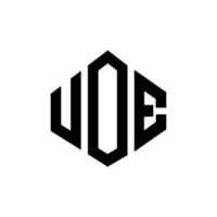 uoe-Buchstaben-Logo-Design mit Polygonform. uoe Logo-Design in Polygon- und Würfelform. uoe Sechseck-Vektor-Logo-Vorlage in weißen und schwarzen Farben. uoe-monogramm, geschäfts- und immobilienlogo. vektor