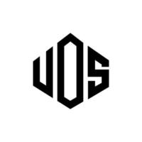 uos-Buchstaben-Logo-Design mit Polygonform. uos Polygon- und Würfelform-Logo-Design. uos Sechseck-Vektor-Logo-Vorlage in weißen und schwarzen Farben. uos monogramm, geschäfts- und immobilienlogo. vektor