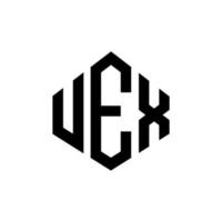 uex-Buchstaben-Logo-Design mit Polygonform. uex Logo-Design in Polygon- und Würfelform. uex Sechseck-Vektor-Logo-Vorlage in weißen und schwarzen Farben. uex-monogramm, geschäfts- und immobilienlogo. vektor