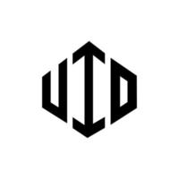 uio-Buchstaben-Logo-Design mit Polygonform. uio Logo-Design in Polygon- und Würfelform. uio Sechseck-Vektor-Logo-Vorlage in weißen und schwarzen Farben. uio-monogramm, geschäfts- und immobilienlogo. vektor