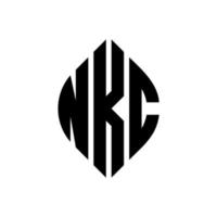 nkc cirkelbokstavslogotypdesign med cirkel och ellipsform. nkc ellipsbokstäver med typografisk stil. de tre initialerna bildar en cirkellogotyp. nkc cirkel emblem abstrakt monogram bokstav märke vektor. vektor