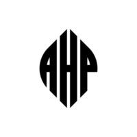 ahp-Kreisbuchstaben-Logo-Design mit Kreis- und Ellipsenform. ahp ellipsenbuchstaben mit typografischem stil. Die drei Initialen bilden ein Kreislogo. ahp-Kreis-Emblem abstrakter Monogramm-Buchstaben-Markierungsvektor. vektor