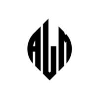 alm cirkel bokstavslogotyp design med cirkel och ellipsform. alm ellips bokstäver med typografisk stil. de tre initialerna bildar en cirkellogotyp. alm cirkel emblem abstrakt monogram brev märke vektor. vektor