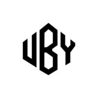 Uby-Buchstaben-Logo-Design mit Polygonform. Uby Polygon- und Würfelform-Logo-Design. uby Sechseck-Vektor-Logo-Vorlage in weißen und schwarzen Farben. uby monogramm, geschäfts- und immobilienlogo. vektor