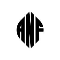 Anf-Kreis-Buchstaben-Logo-Design mit Kreis- und Ellipsenform. Anf Ellipsenbuchstaben mit typografischem Stil. Die drei Initialen bilden ein Kreislogo. anf Kreisemblem abstrakter Monogramm-Buchstabenmarkierungsvektor. vektor