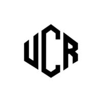 ucr bokstavslogotypdesign med polygonform. ucr polygon och kubform logotypdesign. ucr hexagon vektor logotyp mall vita och svarta färger. ucr monogram, affärs- och fastighetslogotyp.