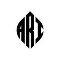 ari-Kreisbuchstaben-Logo-Design mit Kreis- und Ellipsenform. ari ellipsenbuchstaben mit typografischem stil. Die drei Initialen bilden ein Kreislogo. ari-Kreis-Emblem abstrakter Monogramm-Buchstaben-Markierungsvektor. vektor