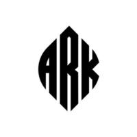 ark cirkel bokstavslogotyp design med cirkel och ellipsform. ark ellips bokstäver med typografisk stil. de tre initialerna bildar en cirkellogotyp. ark cirkel emblem abstrakt monogram brev märke vektor. vektor