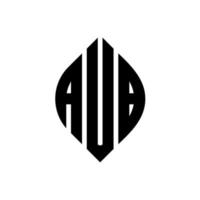 Aub-Kreis-Buchstaben-Logo-Design mit Kreis- und Ellipsenform. Aub-Ellipsenbuchstaben mit typografischem Stil. Die drei Initialen bilden ein Kreislogo. Aub-Kreis-Emblem abstrakter Monogramm-Buchstaben-Markierungsvektor. vektor