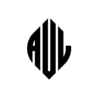 Aul-Kreis-Buchstaben-Logo-Design mit Kreis- und Ellipsenform. Aul-Ellipsenbuchstaben mit typografischem Stil. Die drei Initialen bilden ein Kreislogo. Aul-Kreis-Emblem abstrakter Monogramm-Buchstaben-Markierungsvektor. vektor