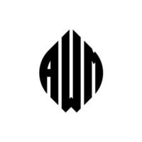 awm-Kreisbuchstaben-Logo-Design mit Kreis- und Ellipsenform. awm ellipsenbuchstaben mit typografischem stil. Die drei Initialen bilden ein Kreislogo. awm Kreisemblem abstrakter Monogramm-Buchstabenmarkierungsvektor. vektor