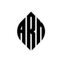 Armkreis-Buchstaben-Logo-Design mit Kreis- und Ellipsenform. armellipsenbuchstaben mit typografischem stil. Die drei Initialen bilden ein Kreislogo. Armkreisemblem abstrakter Monogramm-Buchstabenmarkierungsvektor. vektor