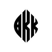 bkk-Kreisbuchstaben-Logo-Design mit Kreis- und Ellipsenform. bkk Ellipsenbuchstaben mit typografischem Stil. Die drei Initialen bilden ein Kreislogo. bkk-Kreis-Emblem abstrakter Monogramm-Buchstaben-Markierungsvektor. vektor