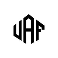 uaf bokstavslogotypdesign med polygonform. uaf polygon och kubform logotypdesign. uaf hexagon vektor logotyp mall vita och svarta färger. uaf monogram, affärs- och fastighetslogotyp.