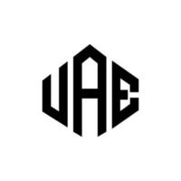 VAE-Brief-Logo-Design mit Polygonform. VAE-Polygon- und Würfelform-Logo-Design. Vereinigte Arabische Emirate Sechseck-Vektor-Logo-Vorlage in weißen und schwarzen Farben. VAE-Monogramm, Geschäfts- und Immobilienlogo. vektor