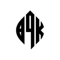 bqk-Kreisbuchstaben-Logo-Design mit Kreis- und Ellipsenform. bqk Ellipsenbuchstaben mit typografischem Stil. Die drei Initialen bilden ein Kreislogo. bqk-Kreis-Emblem abstrakter Monogramm-Buchstaben-Markenvektor. vektor