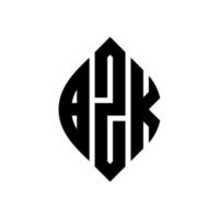 bzk cirkelbokstavslogotypdesign med cirkel och ellipsform. bzk ellipsbokstäver med typografisk stil. de tre initialerna bildar en cirkellogotyp. bzk cirkel emblem abstrakt monogram bokstav märke vektor. vektor