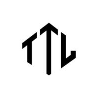 ttl-bokstavslogotypdesign med polygonform. ttl polygon och kubform logotypdesign. ttl hexagon vektor logotyp mall vita och svarta färger. ttl-monogram, logotyp för företag och fastigheter.