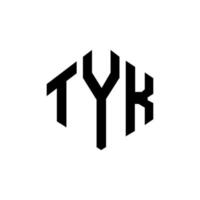 tyk-Buchstaben-Logo-Design mit Polygonform. tyk-polygon- und würfelform-logo-design. Tyk Sechseck-Vektor-Logo-Vorlage in weißen und schwarzen Farben. tyk-monogramm, geschäfts- und immobilienlogo. vektor