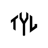 tyl-Buchstaben-Logo-Design mit Polygonform. Tyl-Polygon- und Würfelform-Logo-Design. Tyl Sechseck-Vektor-Logo-Vorlage in weißen und schwarzen Farben. Tyl-Monogramm, Geschäfts- und Immobilienlogo. vektor