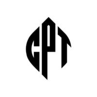 cpt-Kreisbuchstaben-Logo-Design mit Kreis- und Ellipsenform. cpt Ellipsenbuchstaben mit typografischem Stil. Die drei Initialen bilden ein Kreislogo. cpt-Kreis-Emblem abstrakter Monogramm-Buchstaben-Markierungsvektor. vektor