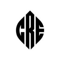 cre cirkel bokstavslogotyp design med cirkel och ellipsform. cre ellips bokstäver med typografisk stil. de tre initialerna bildar en cirkellogotyp. cre cirkel emblem abstrakt monogram brev märke vektor. vektor