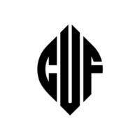 Cuf-Kreis-Buchstaben-Logo-Design mit Kreis- und Ellipsenform. cuf ellipsenbuchstaben mit typografischem stil. Die drei Initialen bilden ein Kreislogo. Cuf-Kreis-Emblem abstrakter Monogramm-Buchstaben-Markierungsvektor. vektor