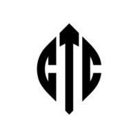 ctc-Kreisbuchstaben-Logo-Design mit Kreis- und Ellipsenform. ctc ellipsenbuchstaben mit typografischem stil. Die drei Initialen bilden ein Kreislogo. ctc-Kreis-Emblem abstrakter Monogramm-Buchstaben-Markierungsvektor. vektor