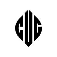 Cug-Kreis-Buchstaben-Logo-Design mit Kreis- und Ellipsenform. cug-ellipsenbuchstaben mit typografischem stil. Die drei Initialen bilden ein Kreislogo. Cug Circle Emblem abstrakter Monogramm-Buchstabenmarkierungsvektor. vektor